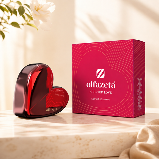 Olfazeta Scented Love Herz-Parfüm mit rotem Flakon und roter Verpackung