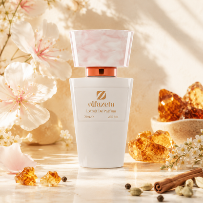 Olfazeta Parfüm No. 151 mit Amber und Zimt in heller Produktinszenierung