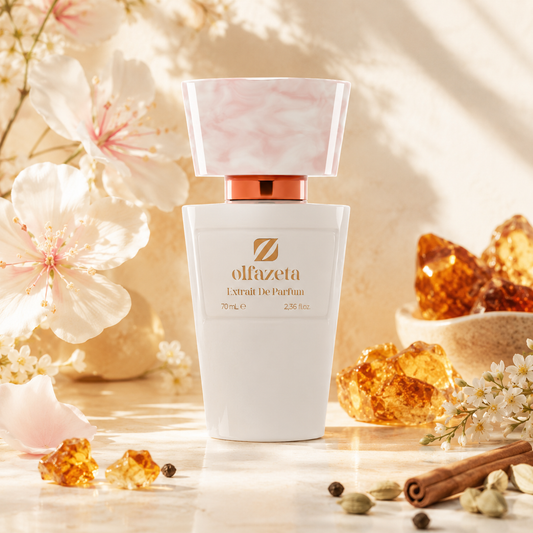 Olfazeta Parfüm No. 151 mit Amber und Zimt in heller Produktinszenierung