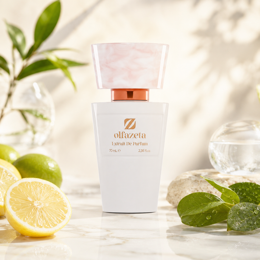 Olfazeta Parfüm No. 156 mit Limette und Minze in heller Produktinszenierung